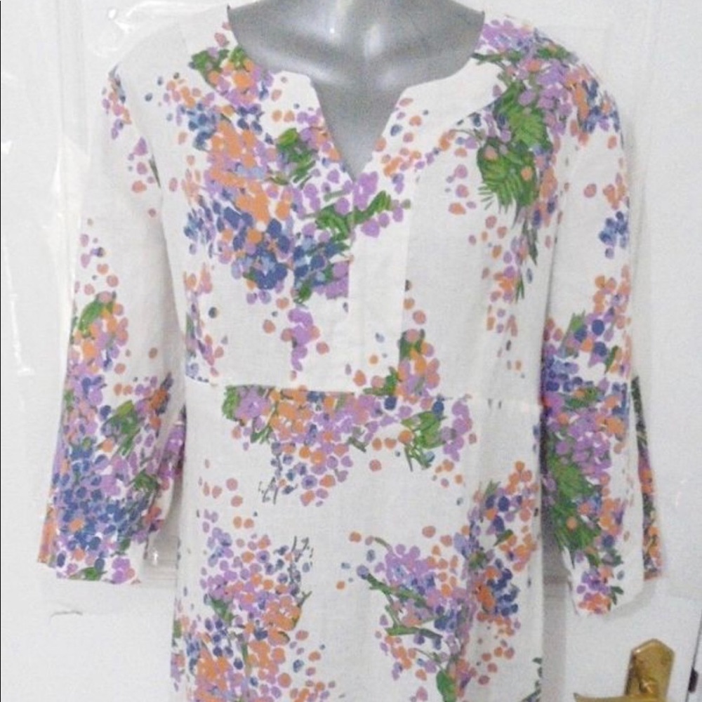 Boden • White Lilac Floral linen tunic dress